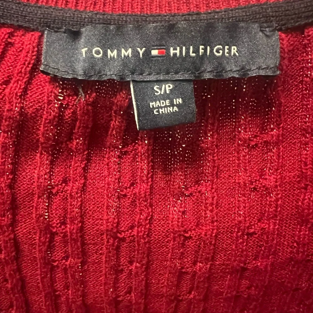 Tommy Hilfiger Burgundy Red V-Neck Sweater - Picture 6 of 7
